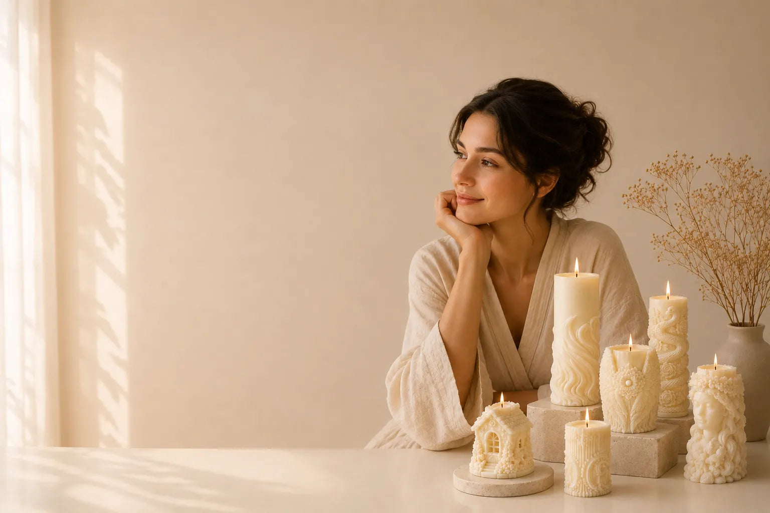 DCPL Candles decorative scented candles displayed in a cozy home setting with elegant handcrafted designs and premium home fragrance ambiance.