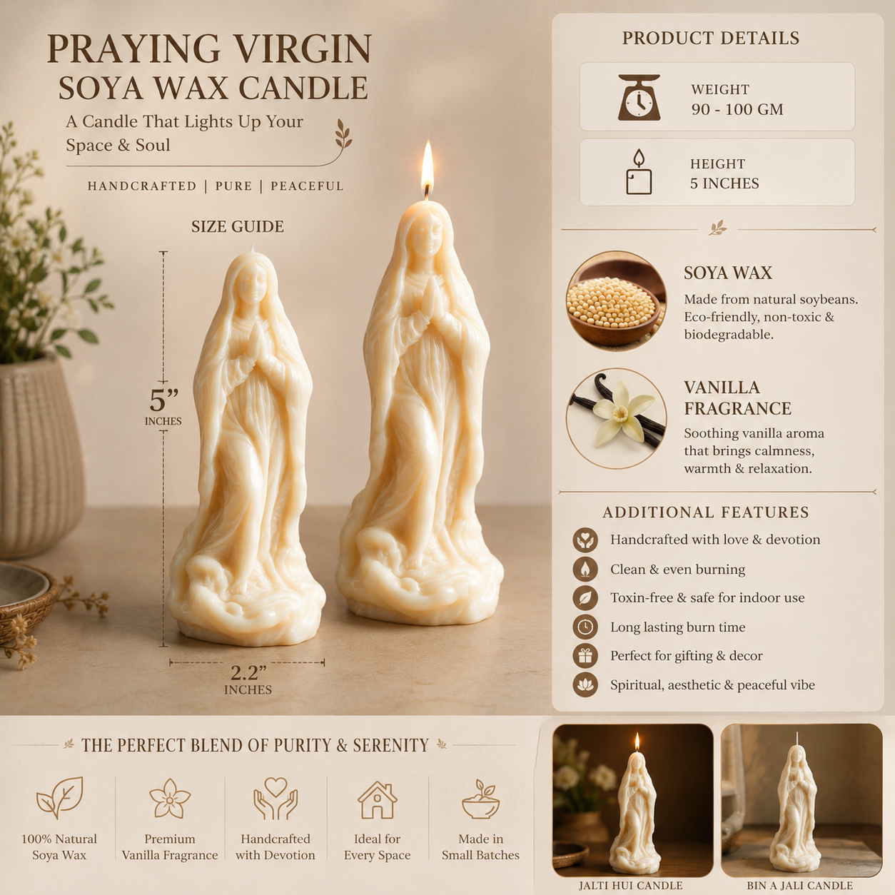 Praying Virgin Vanilla Scented Candle – 82g DCPL Candles