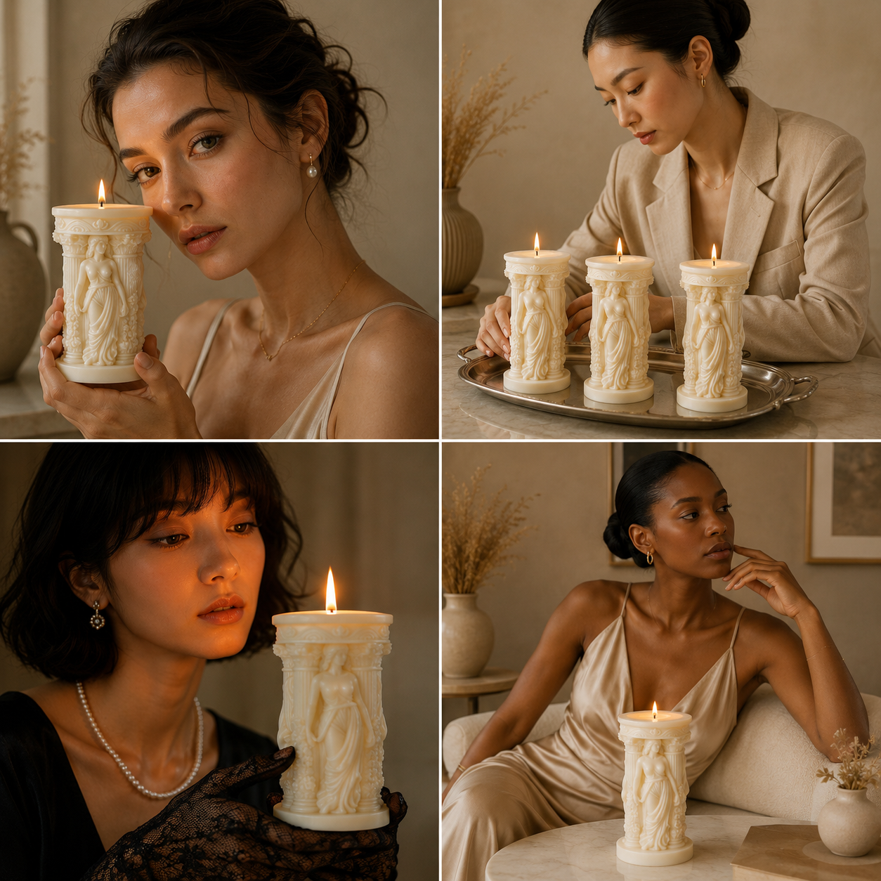 Goddess Pillar Vanilla Scented Sculpted Candle, 160g DCPL Candles