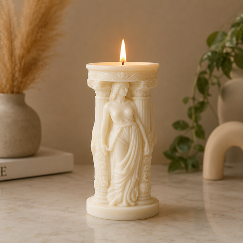 Goddess Pillar Vanilla Scented Sculpted Candle, 160g DCPL Candles