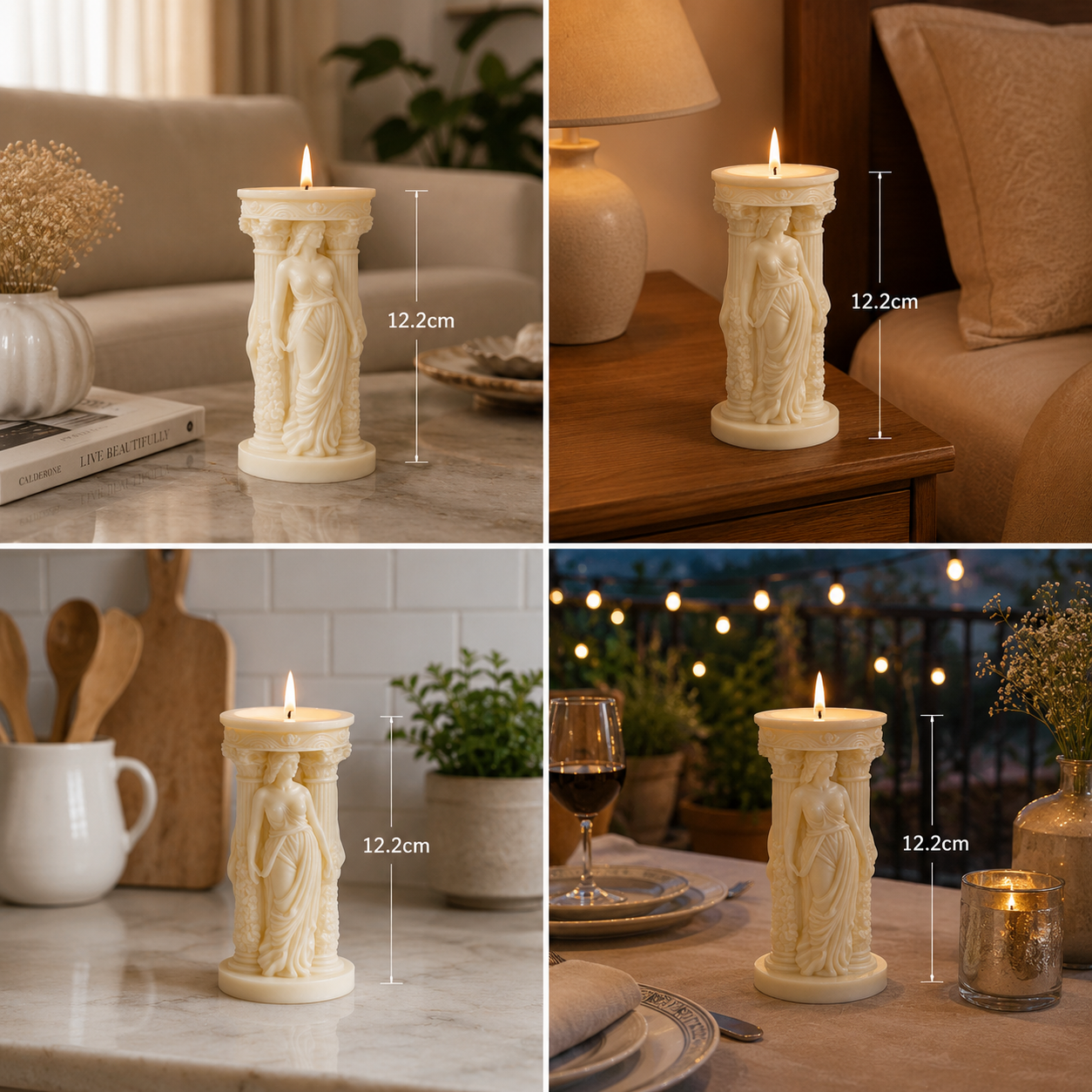 Goddess Pillar Vanilla Scented Sculpted Candle, 160g DCPL Candles