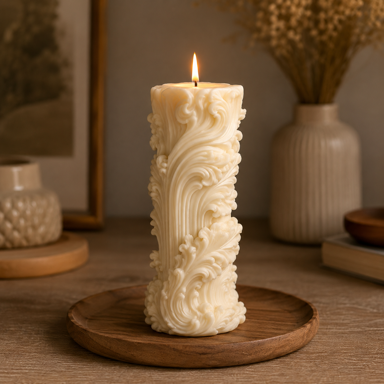 Royal Swirl Vanilla Scented Pillar Candle, 152ml DCPL Candles