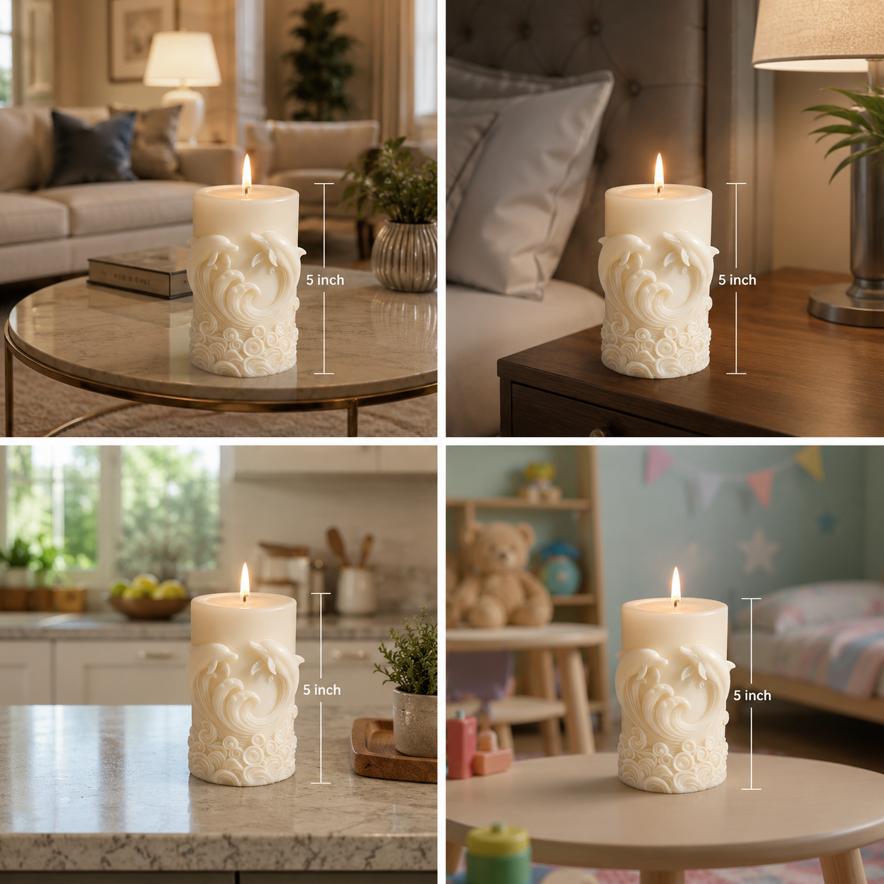 Ocean Dolphin Wave Vanilla Scented Candle, 160g DCPL Candles