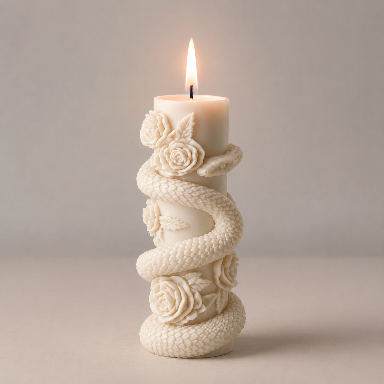 Snake & Rose Sculpted Vanilla Scented Candle, 136gm DCPL Candles