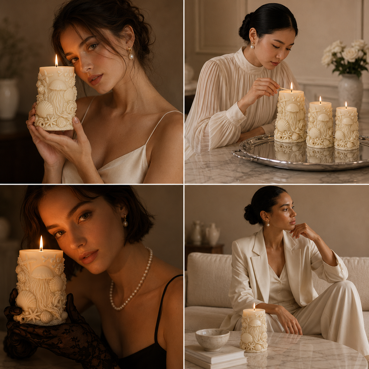 Sea Shell Ocean Theme Vanilla Scented Candle, 245gm DCPL Candles