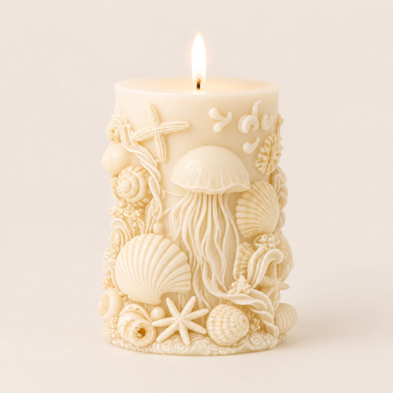 Sea Shell Ocean Theme Vanilla Scented Candle, 245gm DCPL Candles