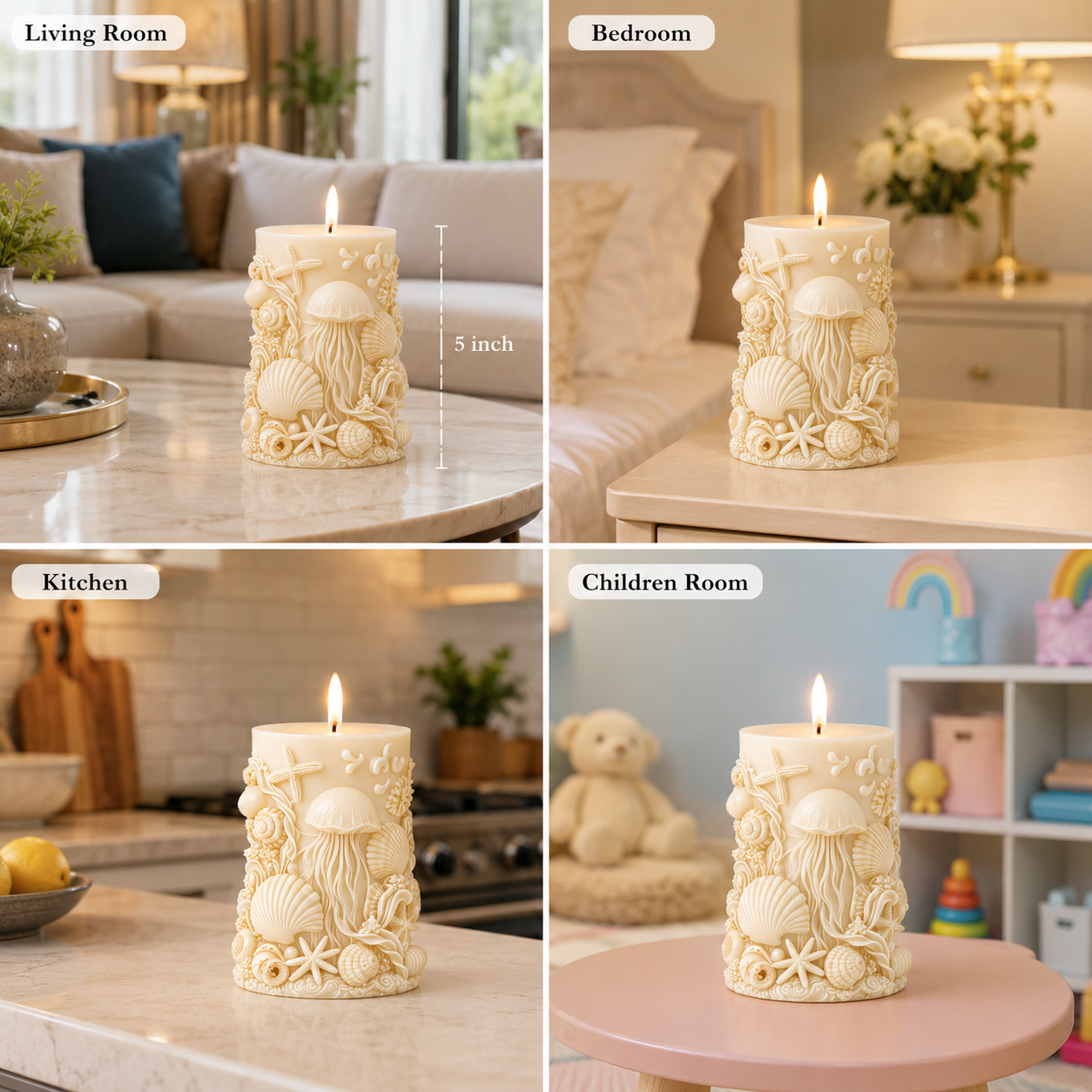 Sea Shell Ocean Theme Vanilla Scented Candle, 245gm DCPL Candles