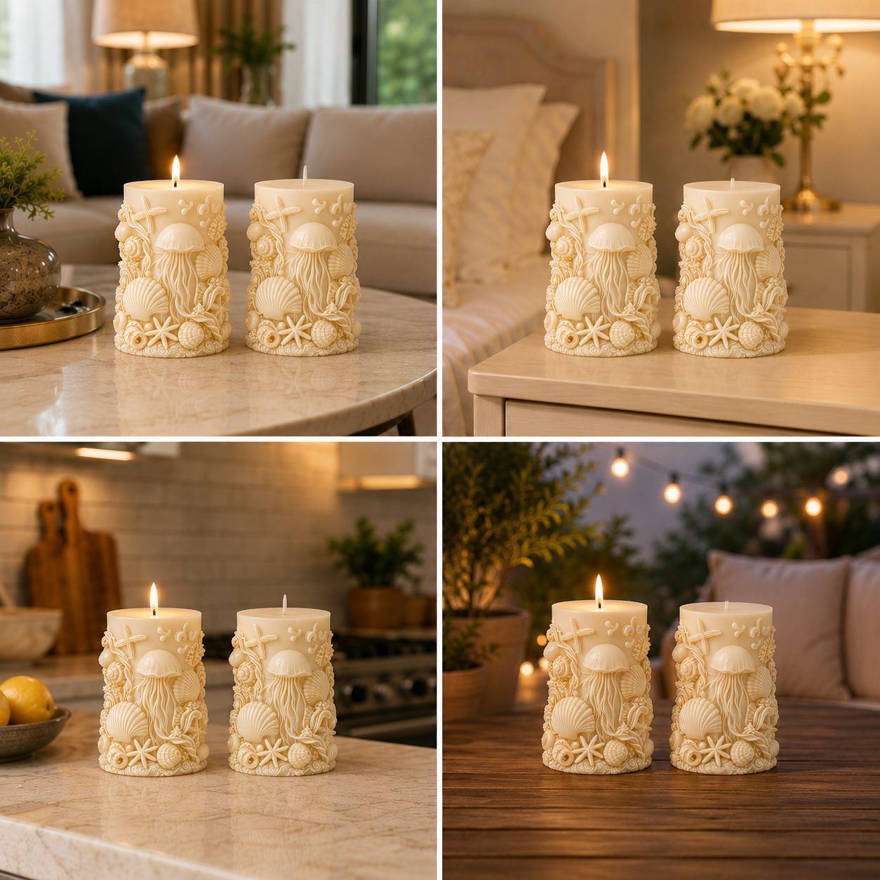Sea Shell Ocean Theme Vanilla Scented Candle, 245gm DCPL Candles