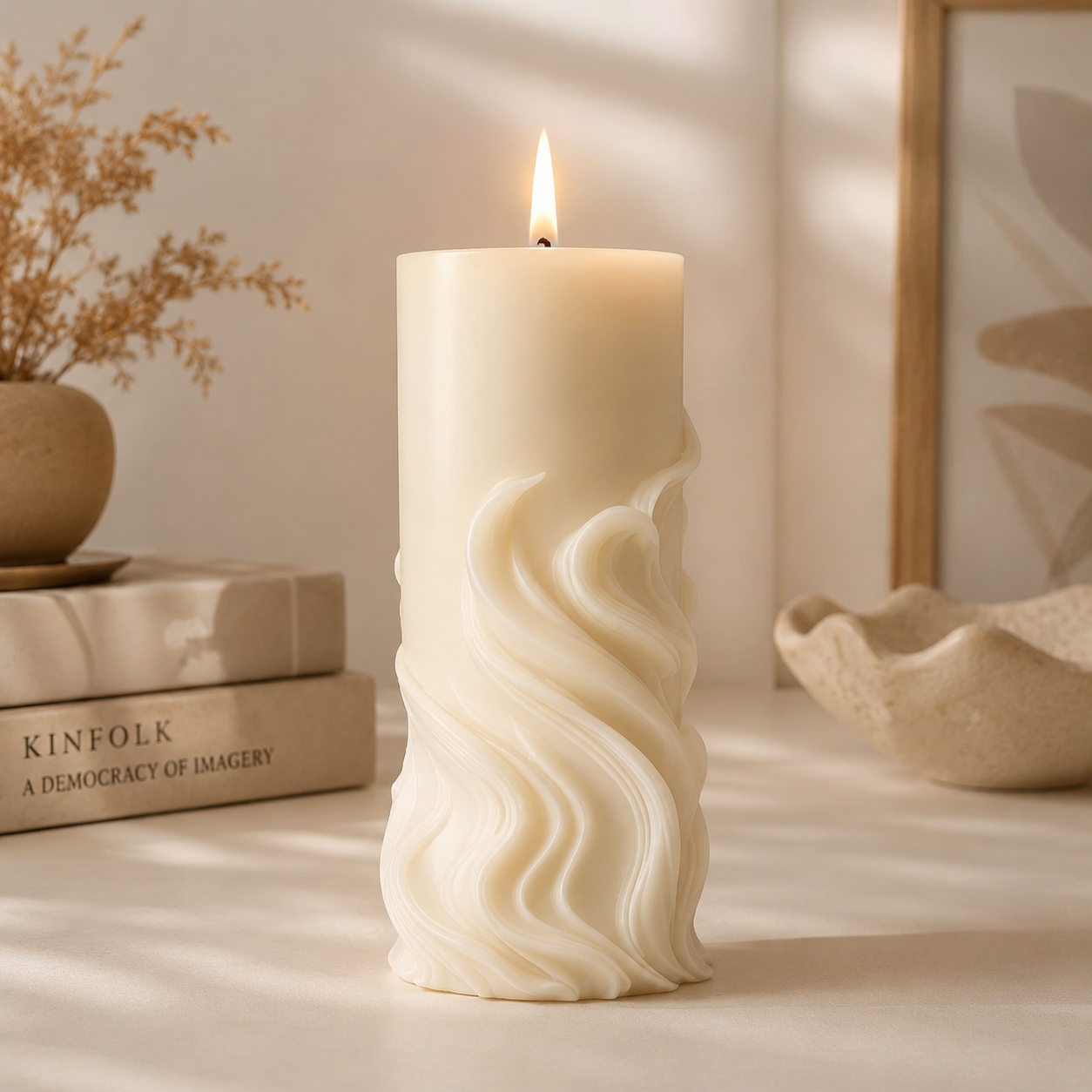 Vanilla Scented Designer Pillar Decorative Candle, 325ml DCPL Candles