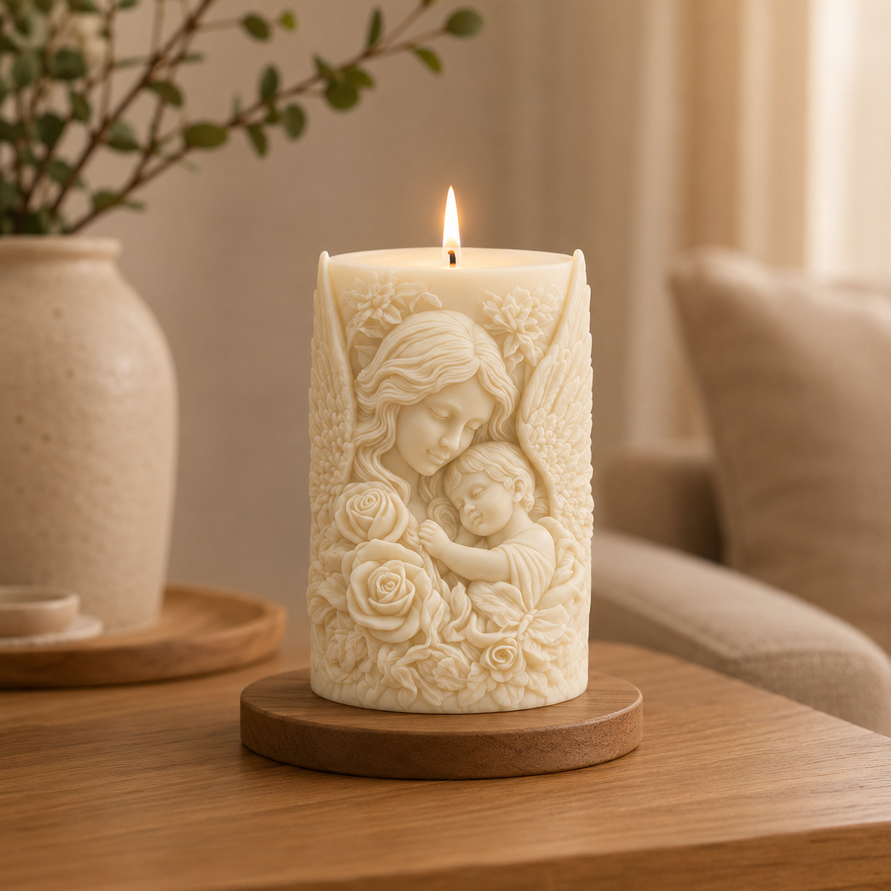 Hand-Embossed Decorative Pillar Candle – Aesthetic Home Decor & Gifting, 238ml DCPL Candles