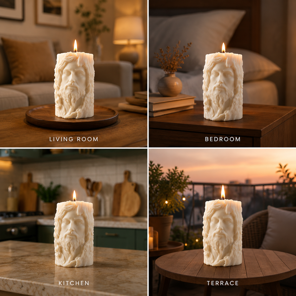 Jesus Face Spiritual Decorative Vanilla Scented Soy Wax Candle, 269gm DCPL Candles
