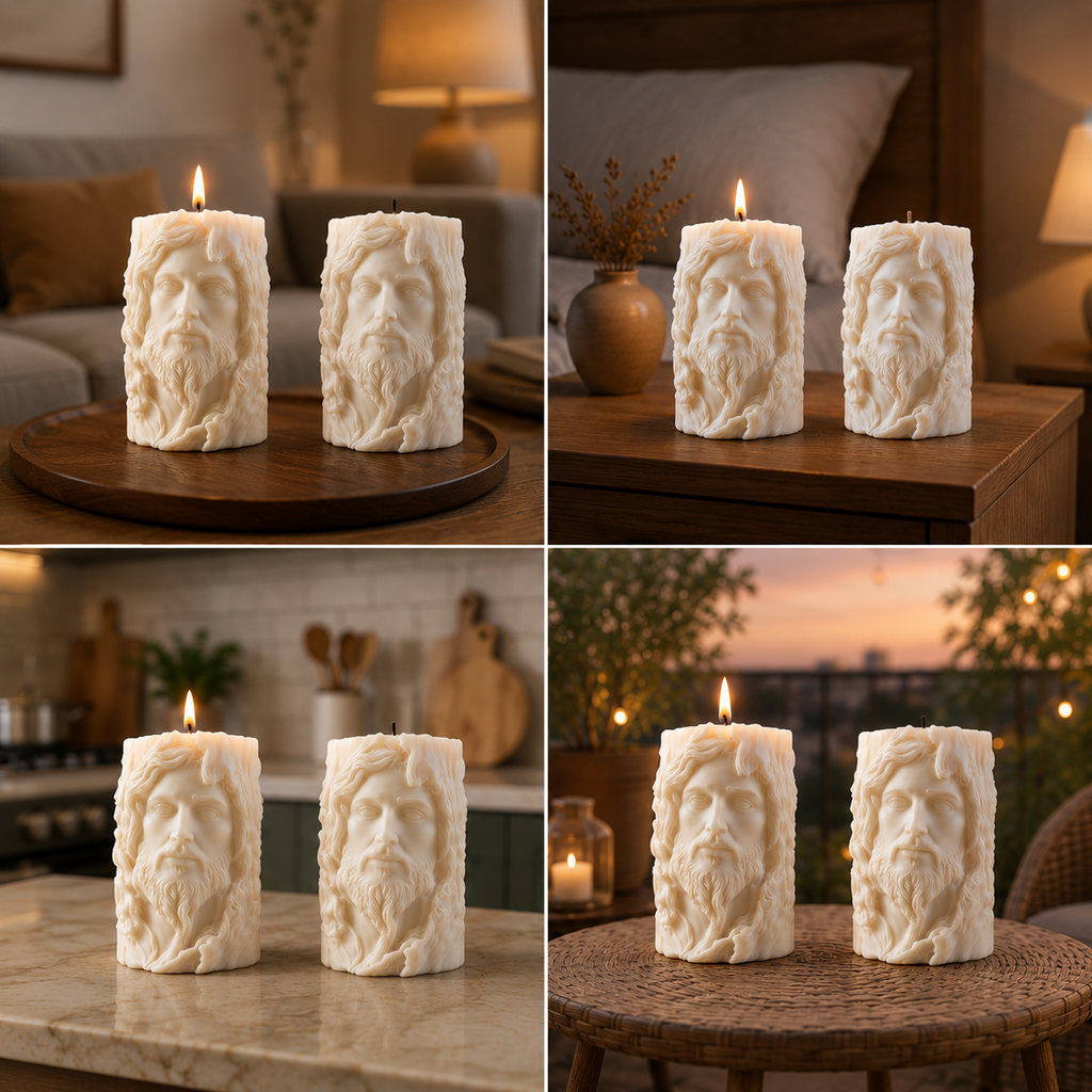 Jesus Face Spiritual Decorative Vanilla Scented Soy Wax Candle, 269gm DCPL Candles