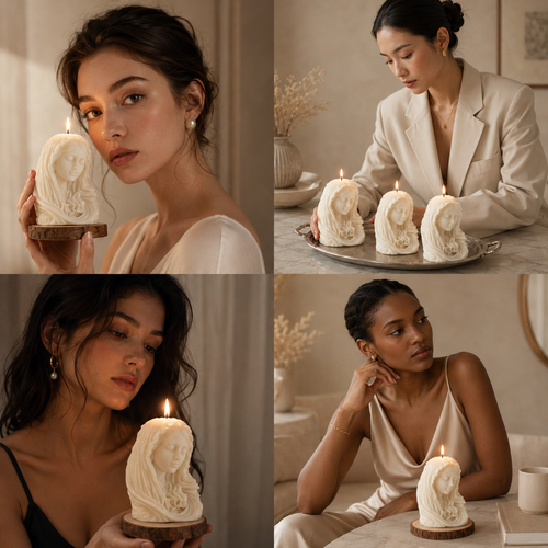 Lady Head Sculpture Luxury Decorative Vanilla Scented Soy Wax Candle, 236gm DCPL Candles