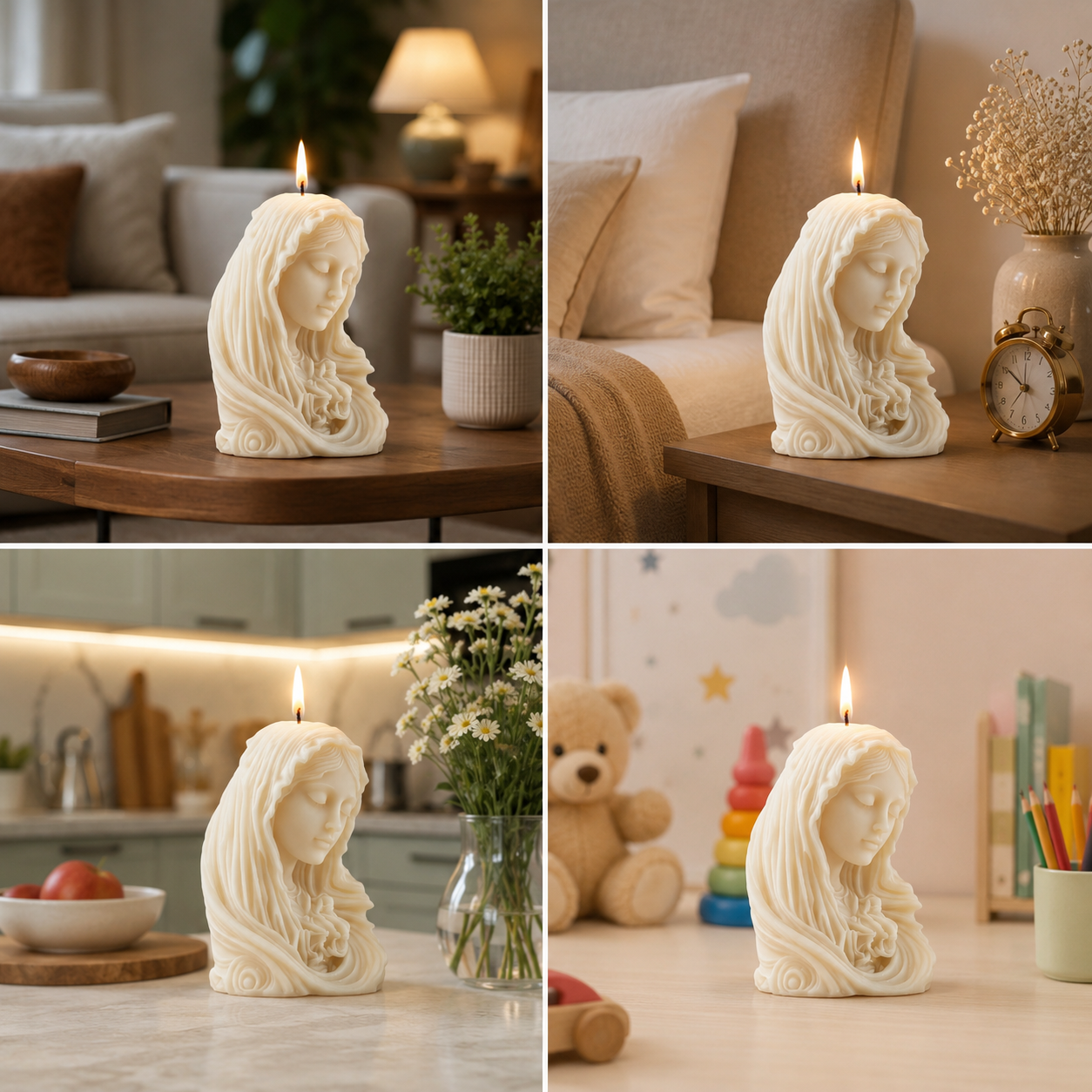 Lady Head Sculpture Luxury Decorative Vanilla Scented Soy Wax Candle, 236gm DCPL Candles