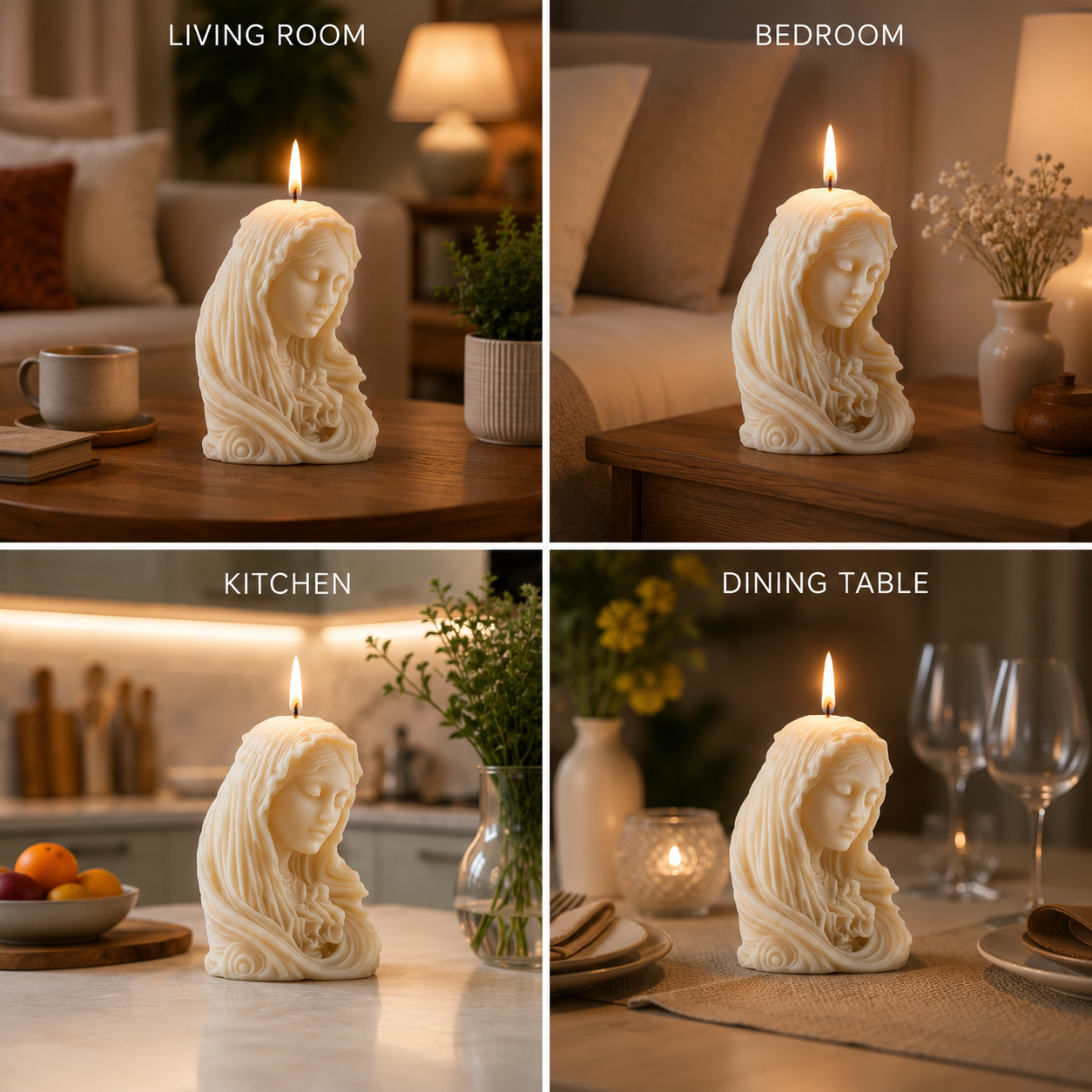 Lady Head Sculpture Luxury Decorative Vanilla Scented Soy Wax Candle, 236gm DCPL Candles
