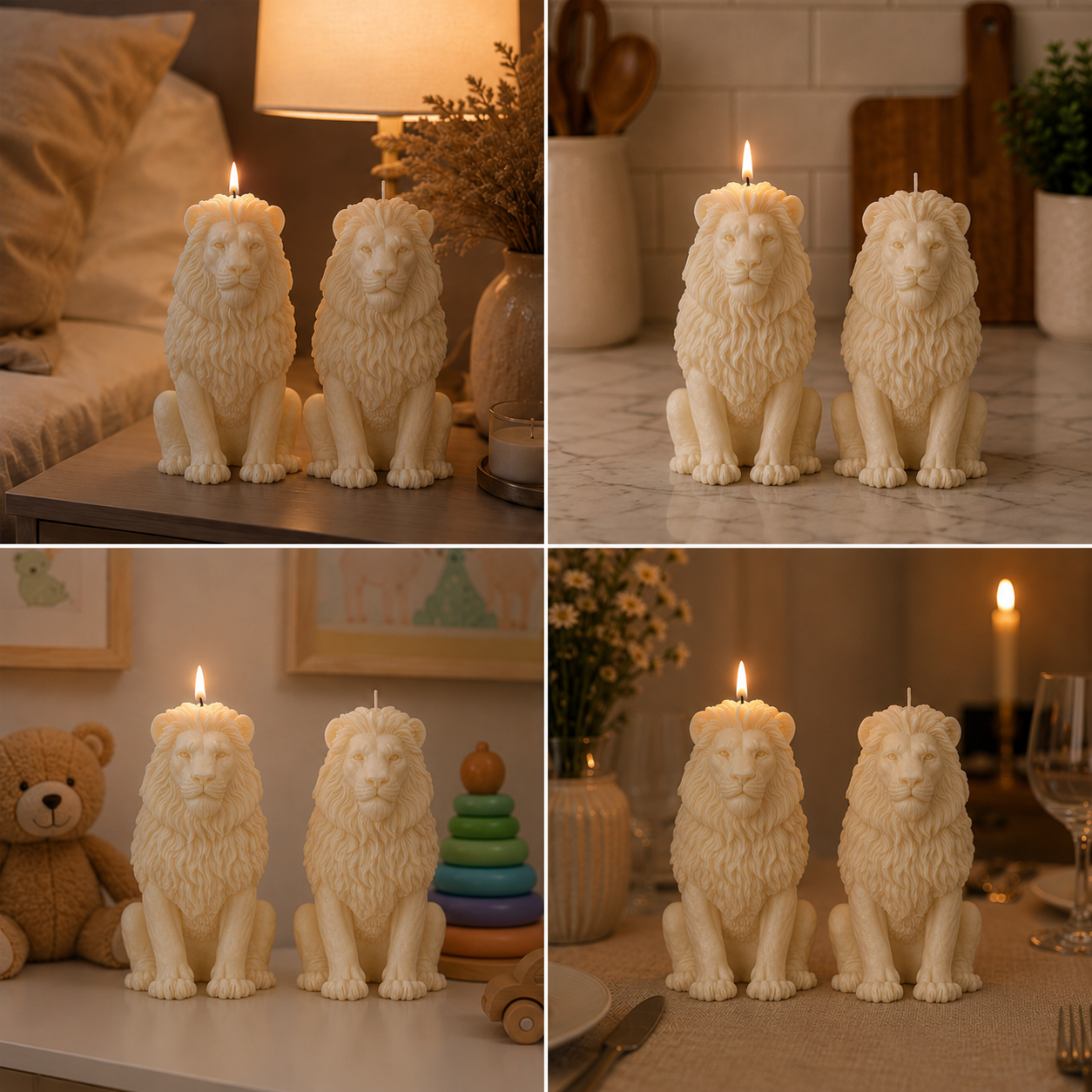 Lion Head Sculpture Decorative Vanilla Scented Candle, 150gm DCPL Candles