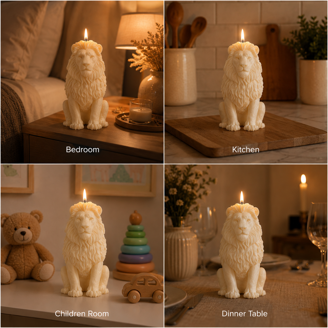 Lion Head Sculpture Decorative Vanilla Scented Candle, 150gm DCPL Candles