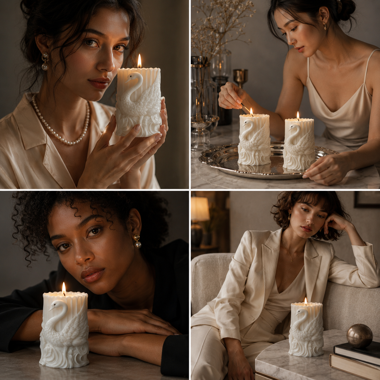 Swan Sculpture Luxury Decorative Vanilla Scented Candle, 212gm DCPL Candles