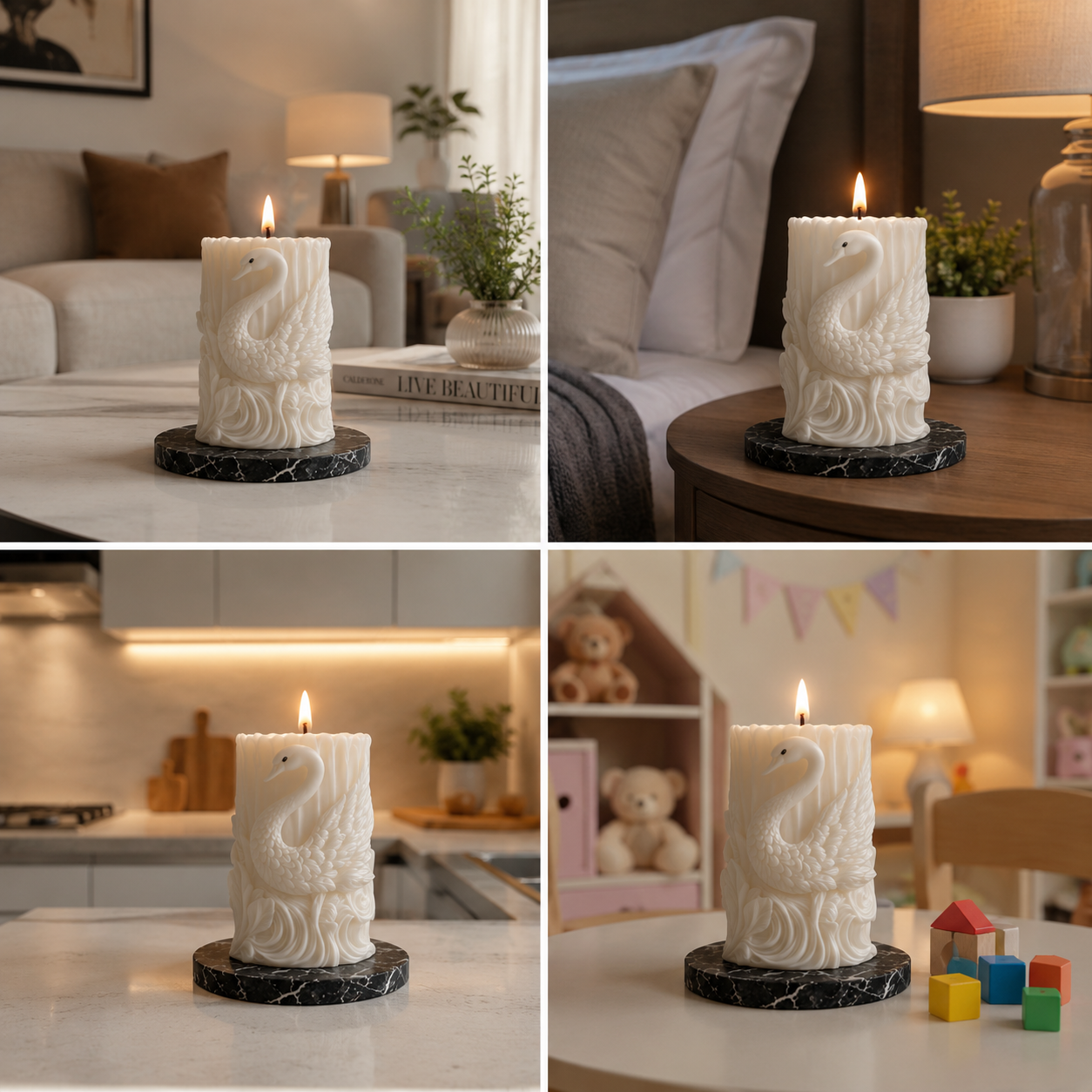 Swan Sculpture Luxury Decorative Vanilla Scented Candle, 212gm DCPL Candles