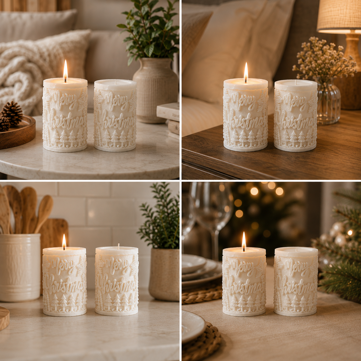 Merry Christmas Vanilla Scented Soy Pillar Candle, 189g DCPL Candles