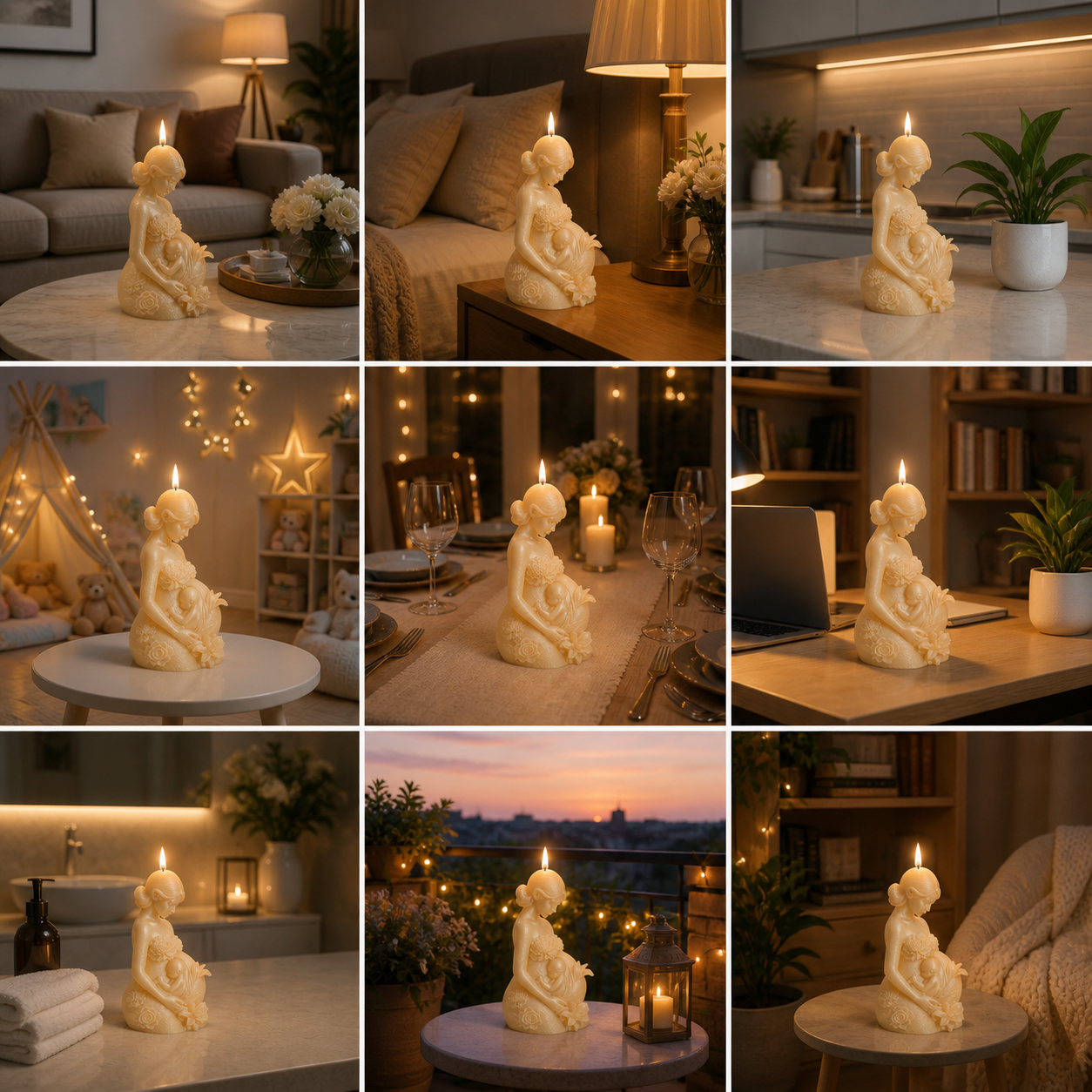 Mom & Child Sculptural Scented Soy Wax Candle - Baby Shower Special Gift, 900g DCPL Candles
