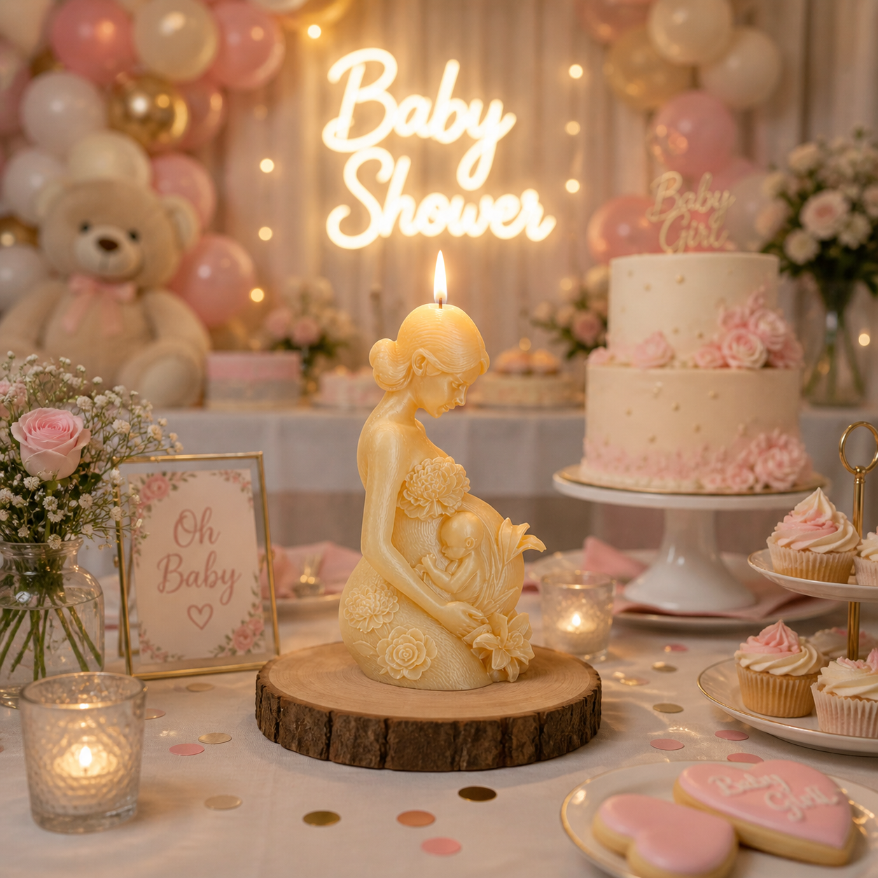 Mom & Child Sculptural Scented Soy Wax Candle - Baby Shower Special Gift, 900g DCPL Candles
