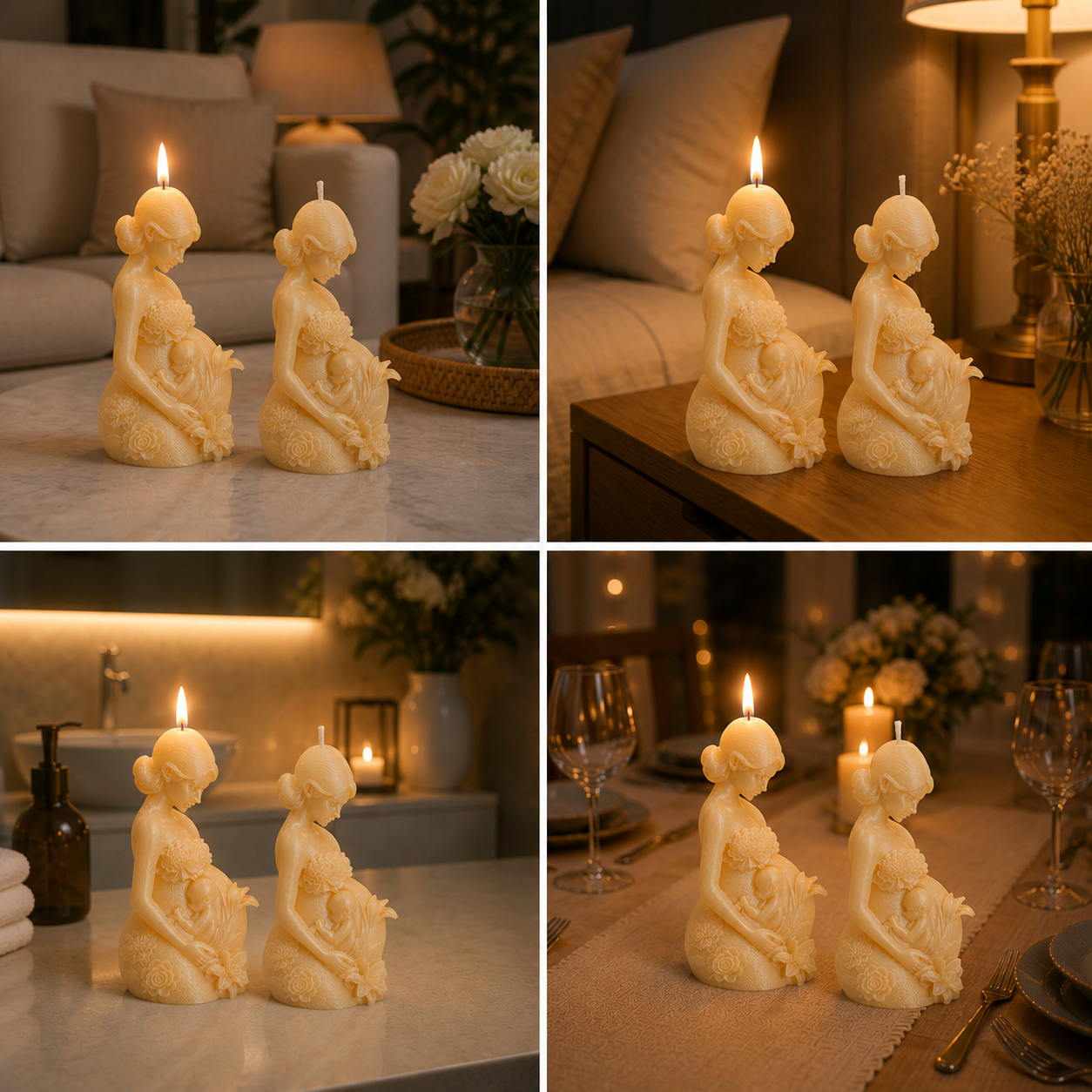 Mom & Child Sculptural Scented Soy Wax Candle - Baby Shower Special Gift, 900g DCPL Candles