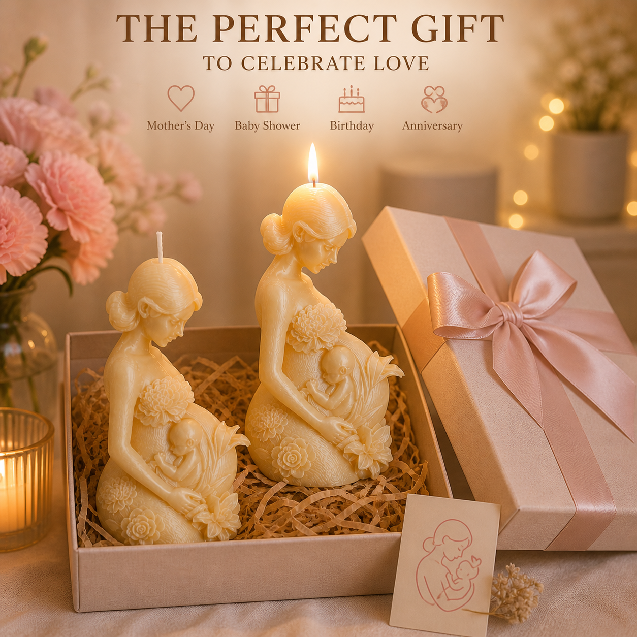 Mom & Child Sculptural Scented Soy Wax Candle - Baby Shower Special Gift, 900g DCPL Candles