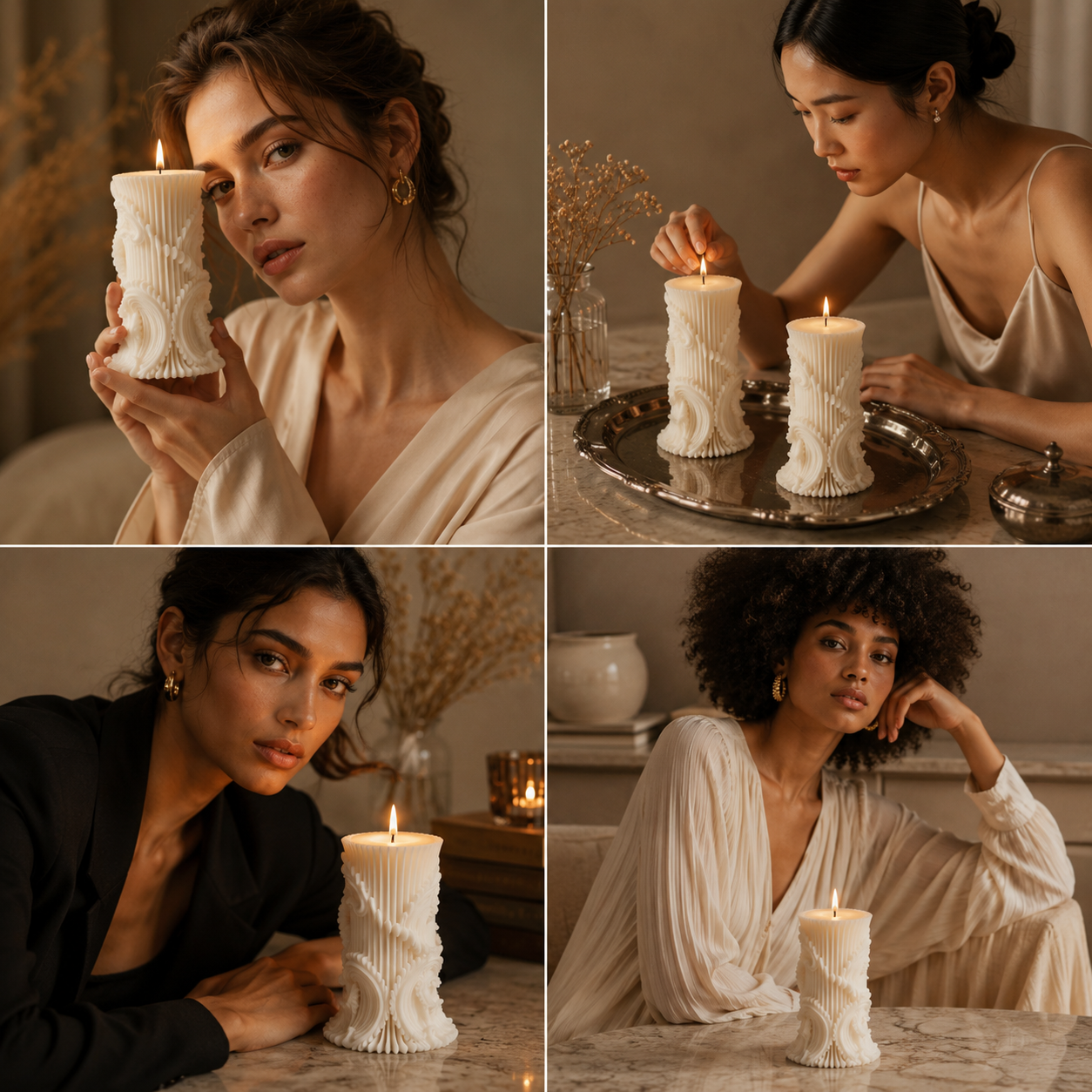 Vanilla Scented Sculpted Pillar Soy Candle, 134ml DCPL Candles