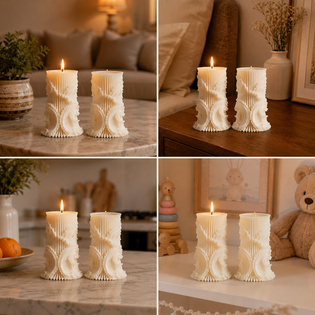 Vanilla Scented Sculpted Pillar Soy Candle, 134ml DCPL Candles