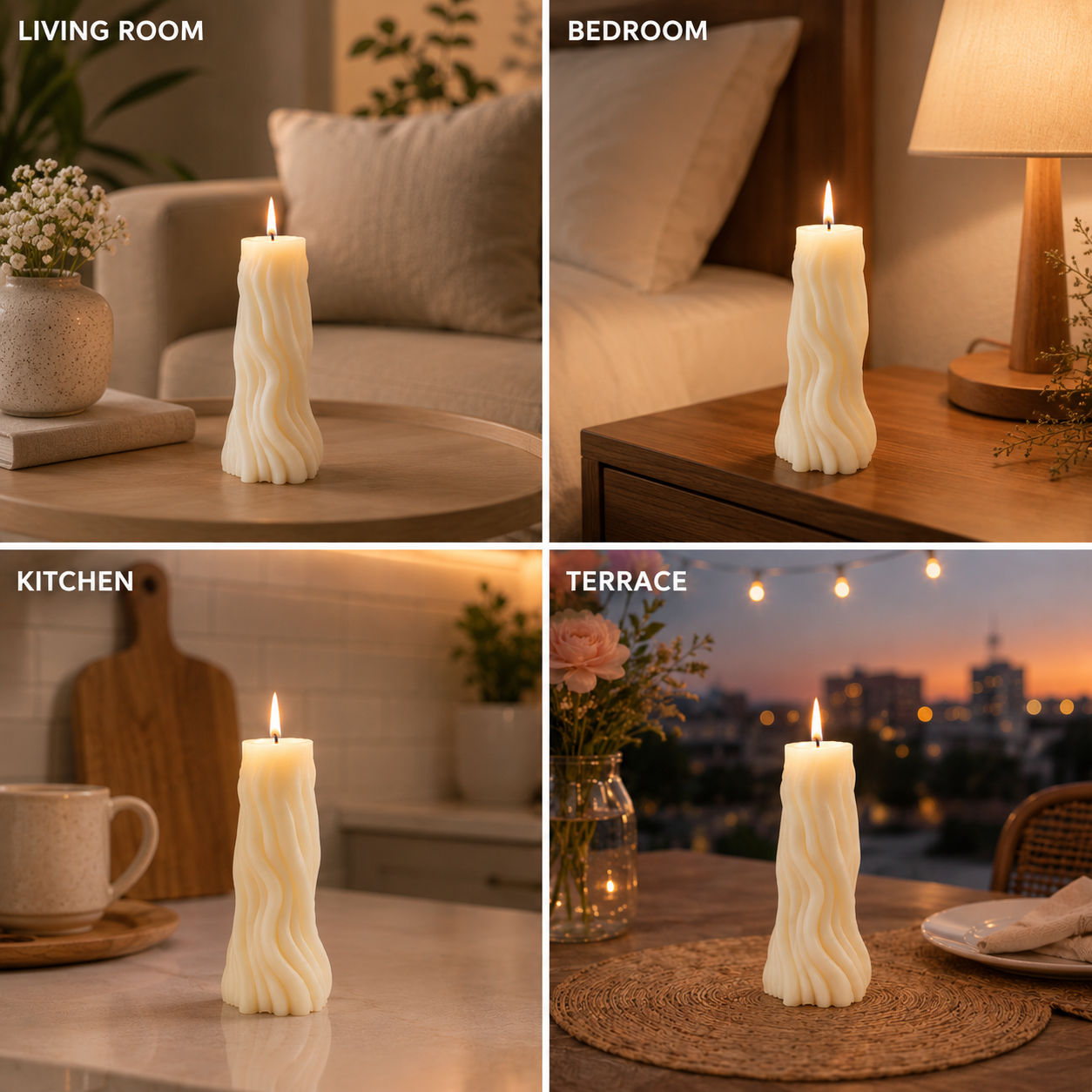Modern Vanilla Wave Pillar Soy Candle, 124g DCPL Candles