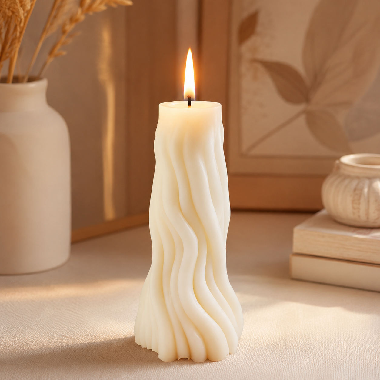 Modern Vanilla Wave Pillar Soy Candle, 124g DCPL Candles