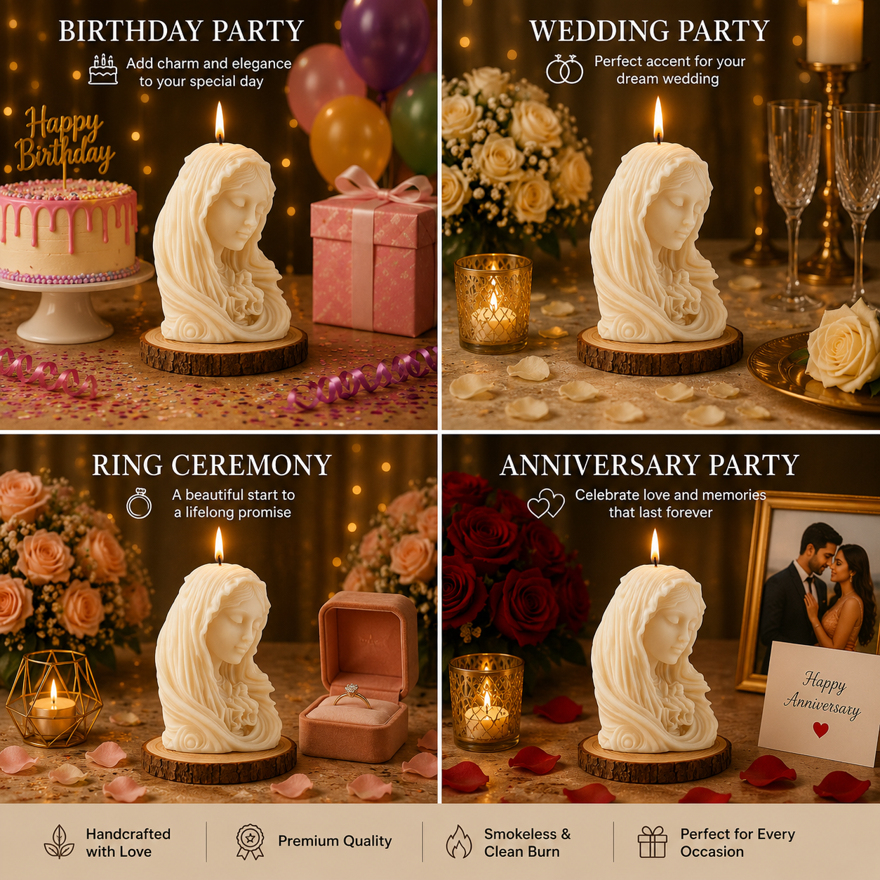 Lady Head Sculpture Luxury Decorative Vanilla Scented Soy Wax Candle, 236gm DCPL Candles
