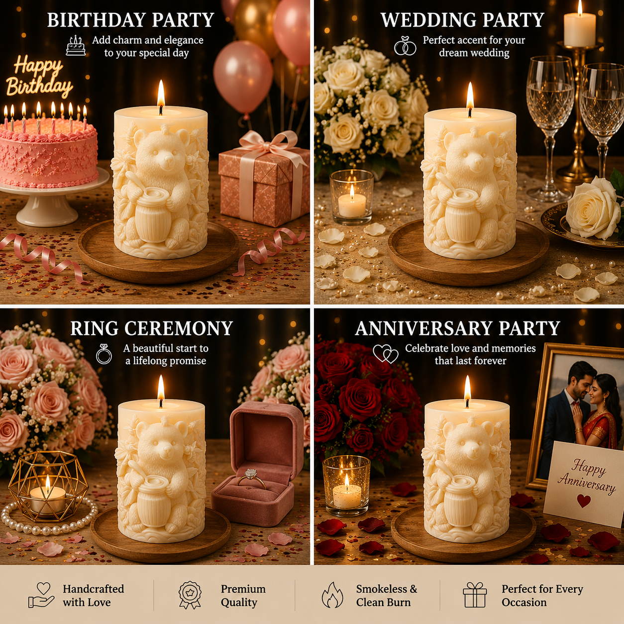 Honey Bear Vanilla Scented Decorative Candle, 210g DCPL Candles