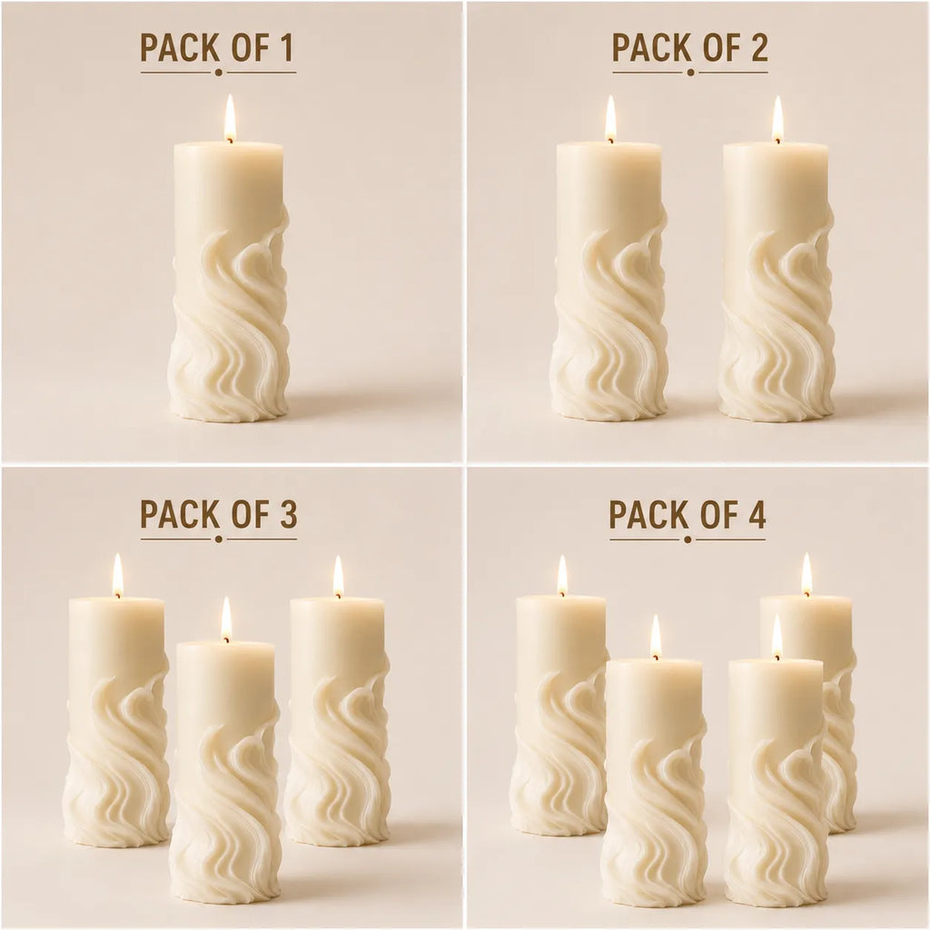 Set of candles with different quantity labels on a neutral background