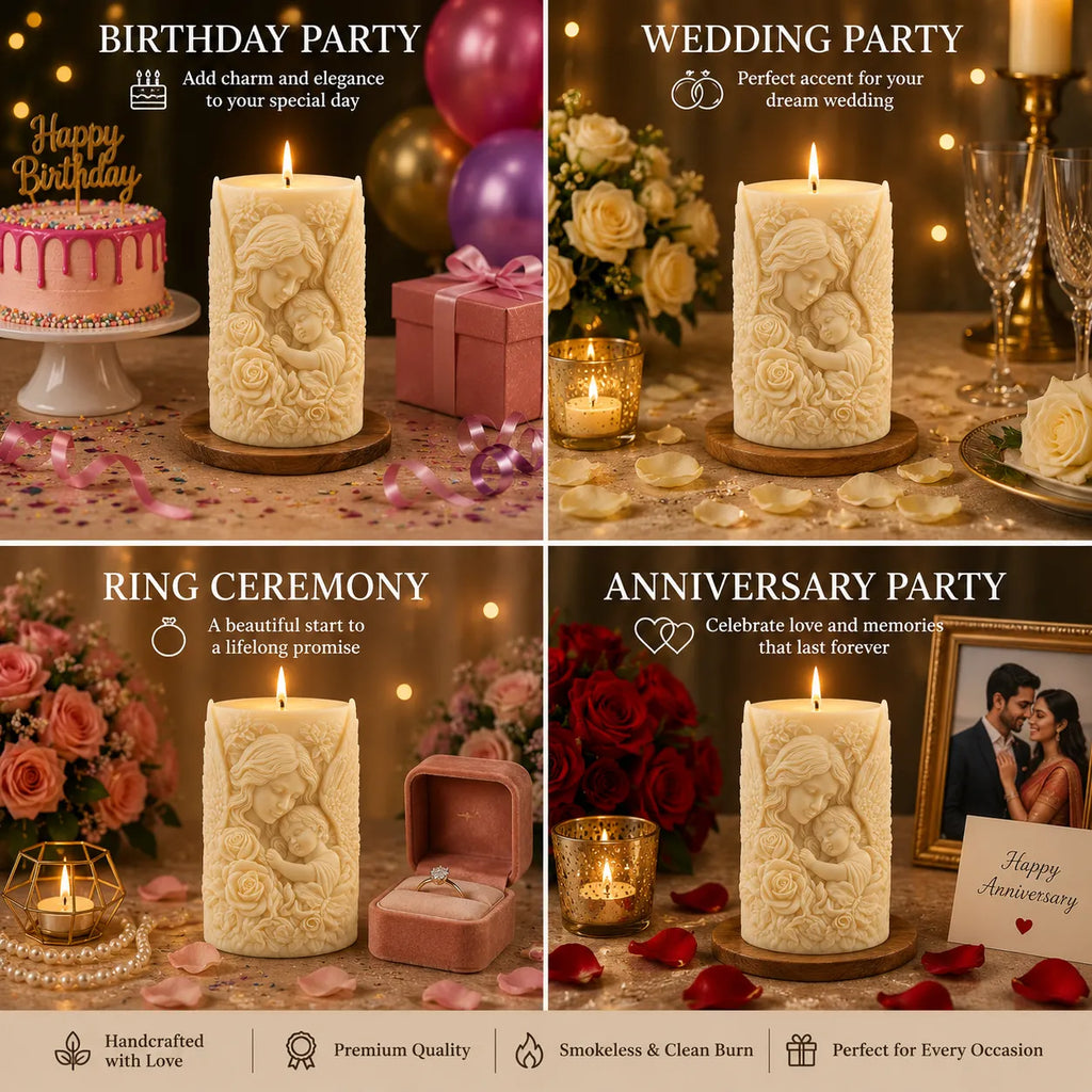 Decorative candles with romantic designs for various special occasions.