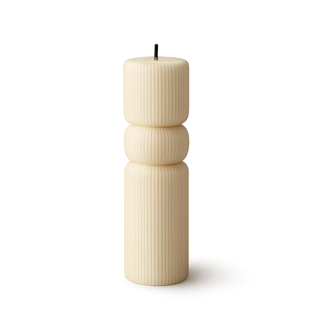 Stacked ceramic candle holders on a white background
