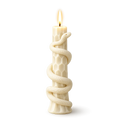 Candle with a snake-shaped holder on a white background