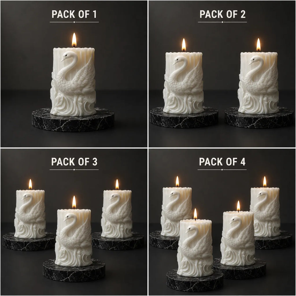 Collage of candle packaging with increasing number of candles per pack on a dark background