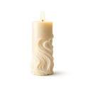 White wavy-textured candle on a white background