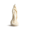 Candle shaped like a religious figure on a white background