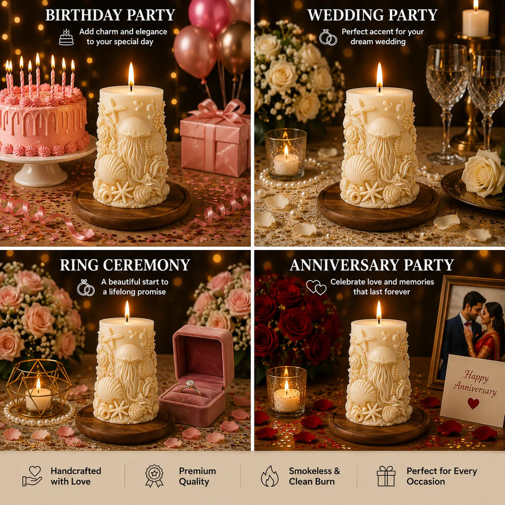 Decorative candles with romantic settings for birthday, wedding, ring ceremony, and anniversary parties.
