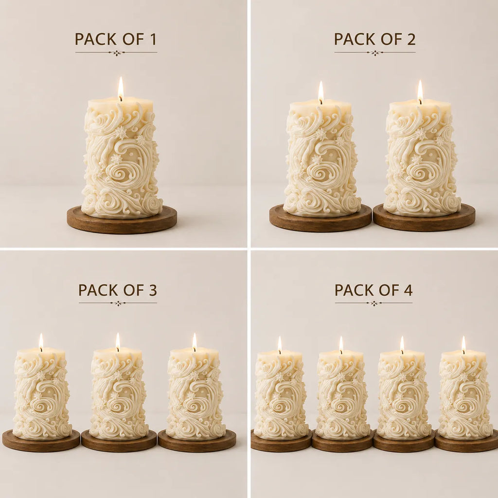 Set of candles with varying quantities on a neutral background