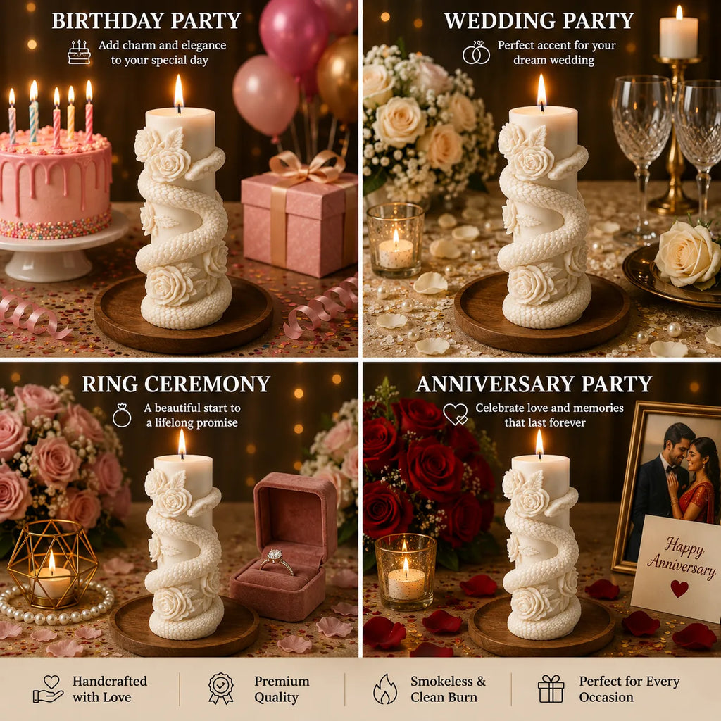 Decorative candles with romantic settings for birthday, wedding, ring ceremony, and anniversary parties.