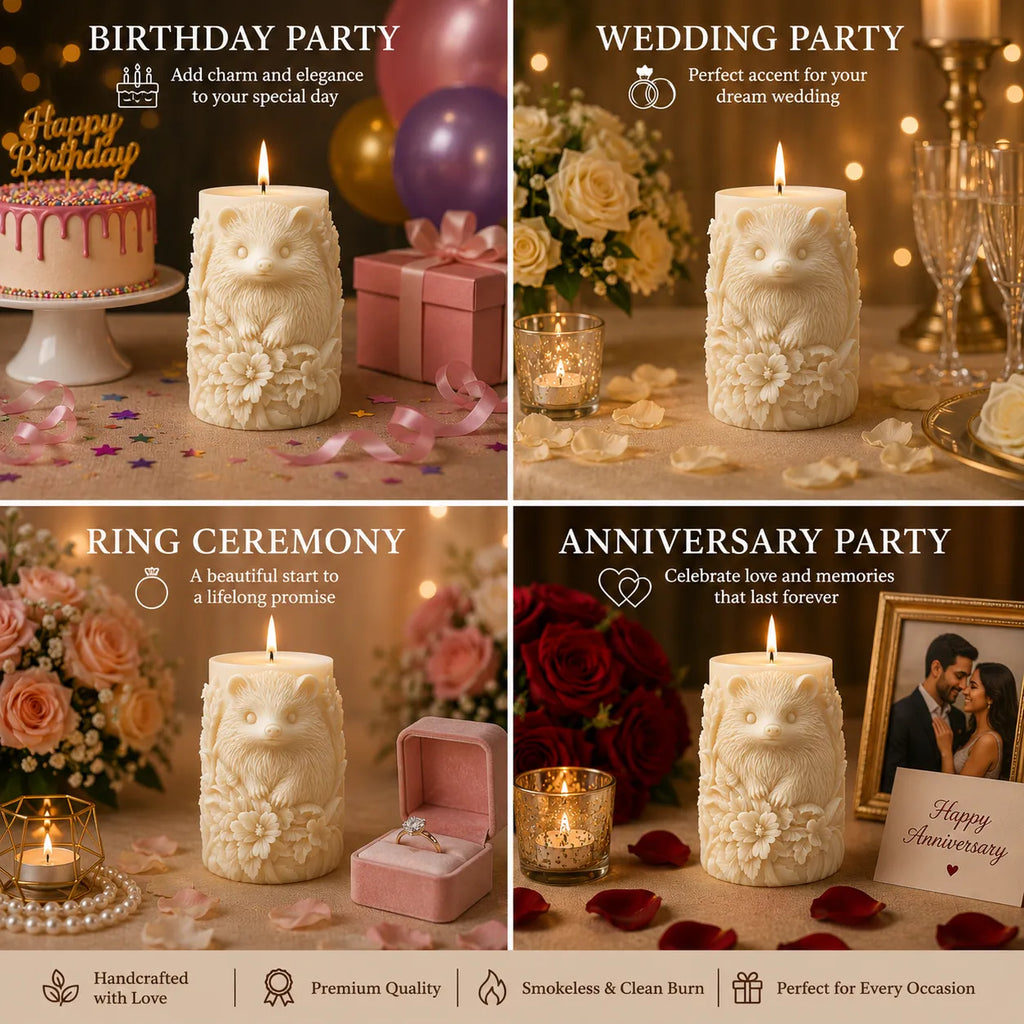 Decorative candles with lion design for various special occasions including birthday, wedding, ring ceremony, and anniversary.