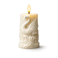 Candle with a swan design on a white background