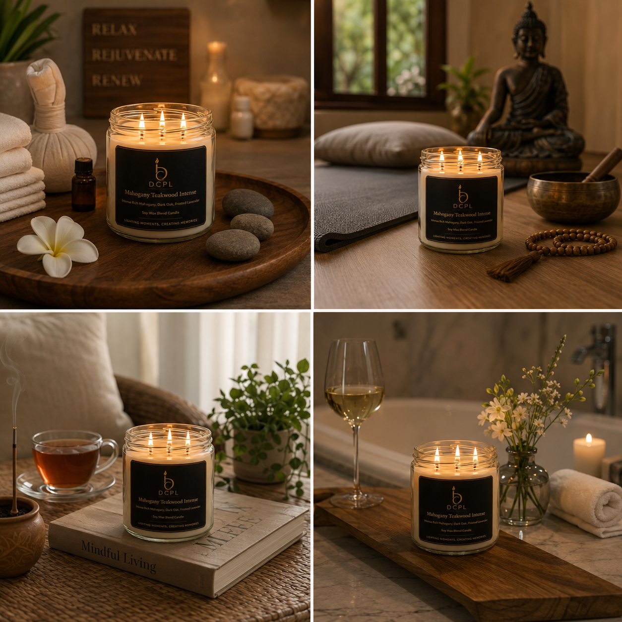 Mahogany Teakwood Intense Luxury 3-Wick Scented Soy Wax Jar Candle, 411g DCPL Candles