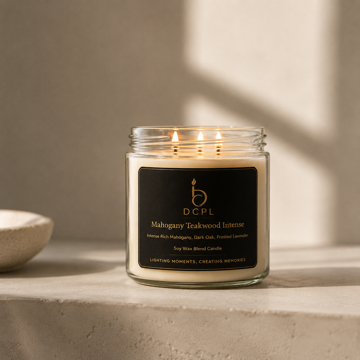 Mahogany Teakwood Intense Luxury 3-Wick Scented Soy Wax Jar Candle, 411g DCPL Candles