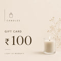 Candle gift card with a burning candle and decorative elements on a beige background